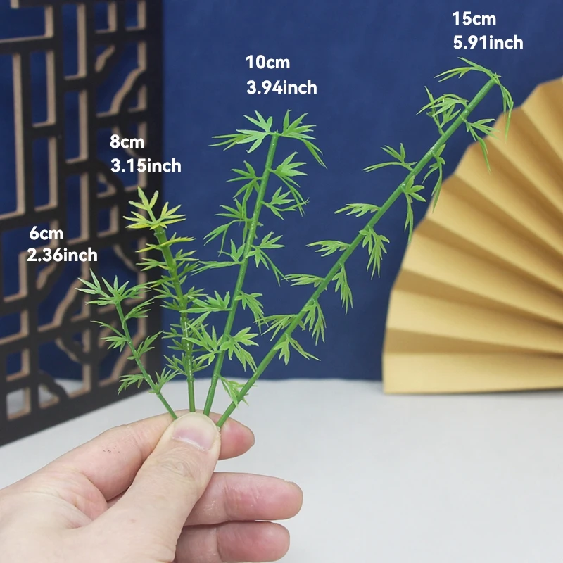 6-15cm Mini Artificial Bamboo PVC Miniature Fake Bamboo for Fish Tank Aquarium Decor Fairy Garden Bonsai Decorative Plant