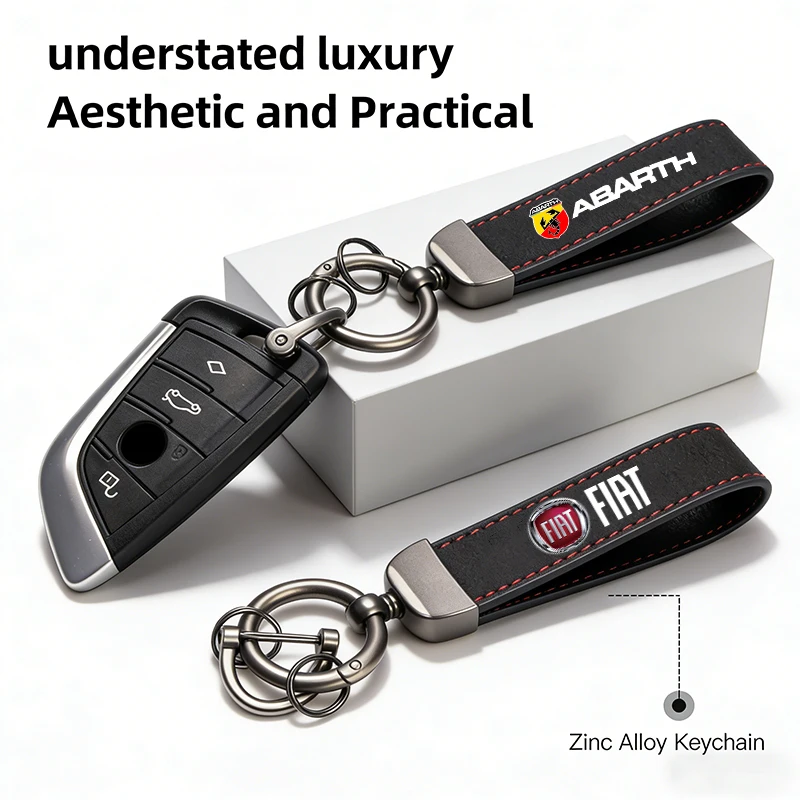 Llavero de gamuza para coche, accesorios de aleación de zinc para FIAT Abarth 500 Tipo FR Panda Argo Freemont Viaggio Bravo Punto Doblo