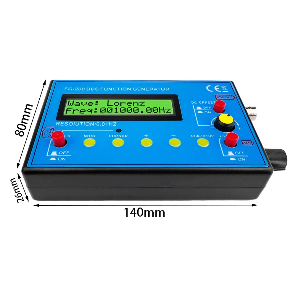FG-200 DDS Function Signal Generator Frequency Counter 0.01Hz - 500KHz Signal Source Module Sine+Square+Sawtooth Waveform