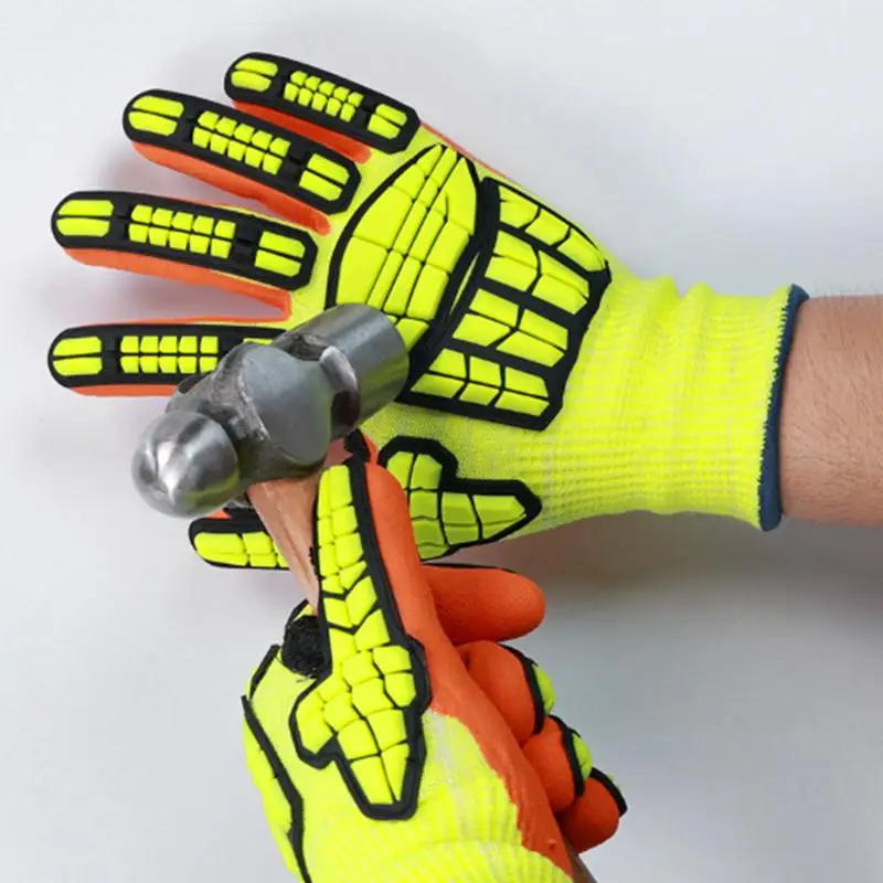 Anti Vibration Protective Work Gloves Cut Resistant High Quality With Oil-proof Nitrile Dipped Palm Glove