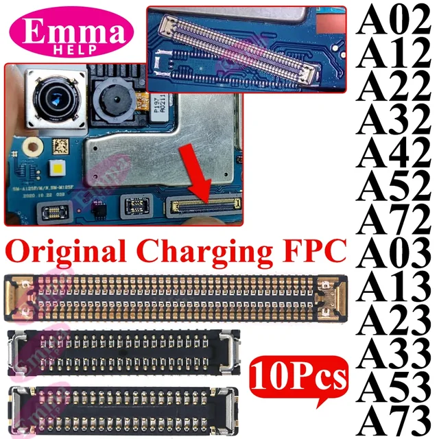 10szt Ładowarka USB Port ładowania Złącze FPC 78Pin Do Samsung A33 A53 A23 A13 A73 A52 A32 A22 A12 A72 A02 A03 Wtyczka Na Płytce