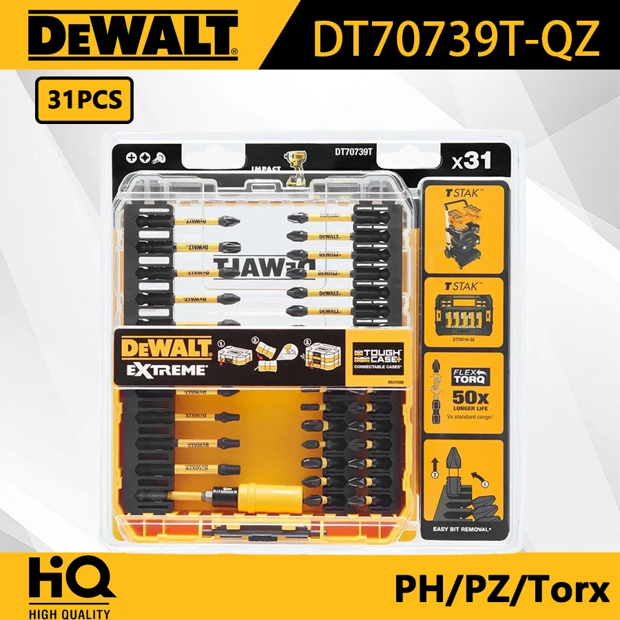 

DEWALT 31PCS FlexTorq Screw Bit Set 25mm/57mm with Tough Case Power Tool Accessories DT70739T-QZ