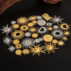 7pcs New Vintage Gold Color Sun Charms For Jewelry Making DIY Stainless Steel Sun Flower Pendant Earrings Necklace Accessories