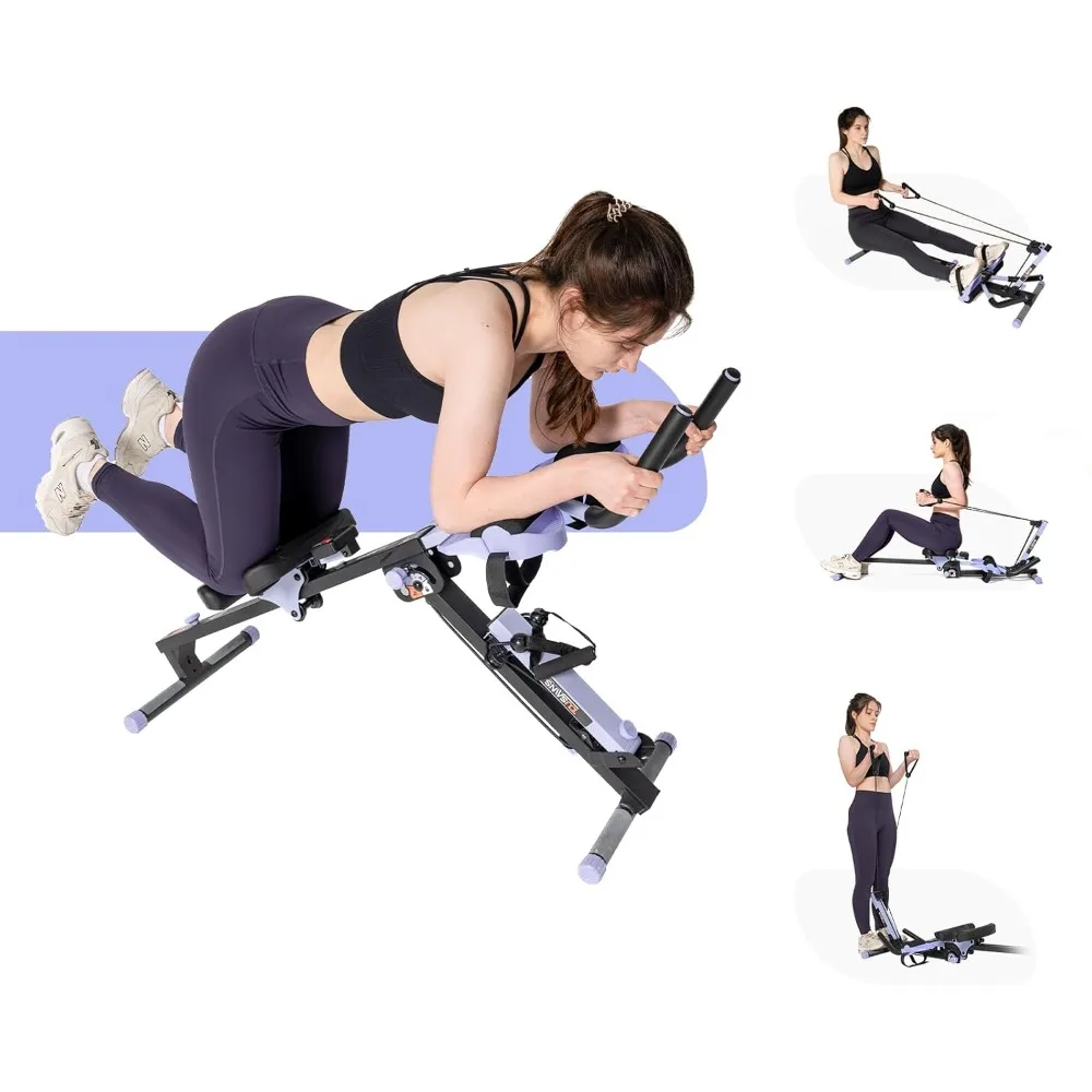 3-in-1 Verstellbares AB-Gerät für Bauchtraining mit 3 Höhen, Faltbares Rudergerät für Heimfitness, Anpassbar