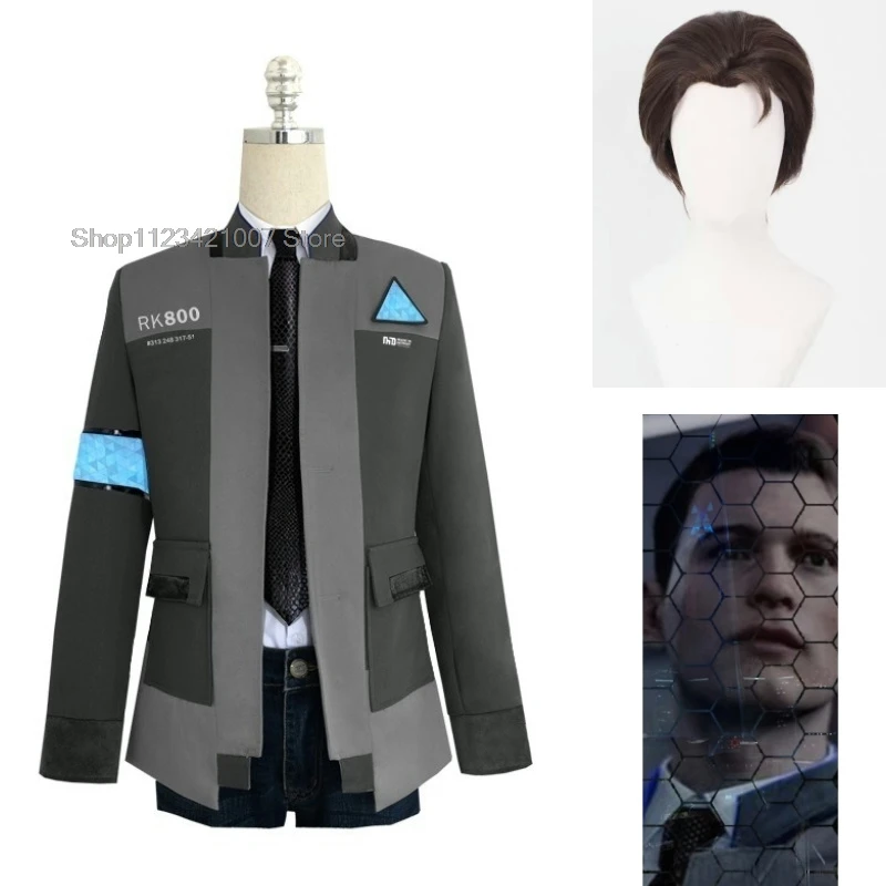 Game Detroit Become Human Cosplay Costume Connor Cosplay Uniform Men Jacket White Shirt Tie RK800 Coat Costume Full Set roleplay