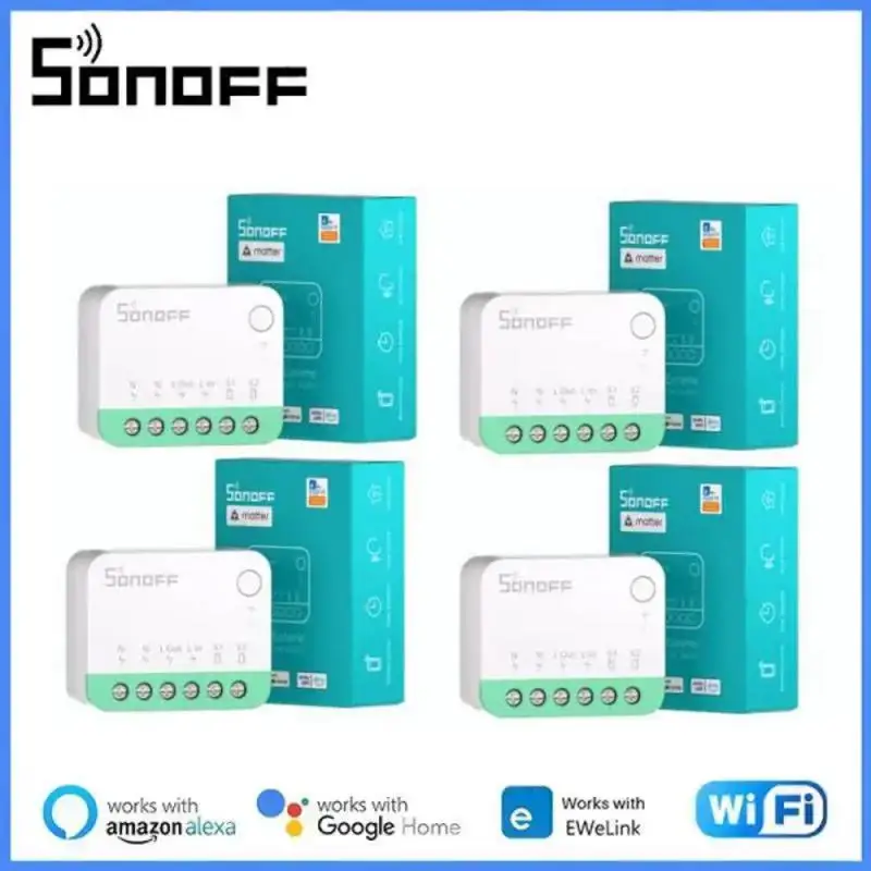 

1/20 SONOFF MINIR4M Mini Wi-Fi Switch Matter Smart Home ESP32 Chip Detach Relay работает с Apple Home Alexa Google Home EWeLink