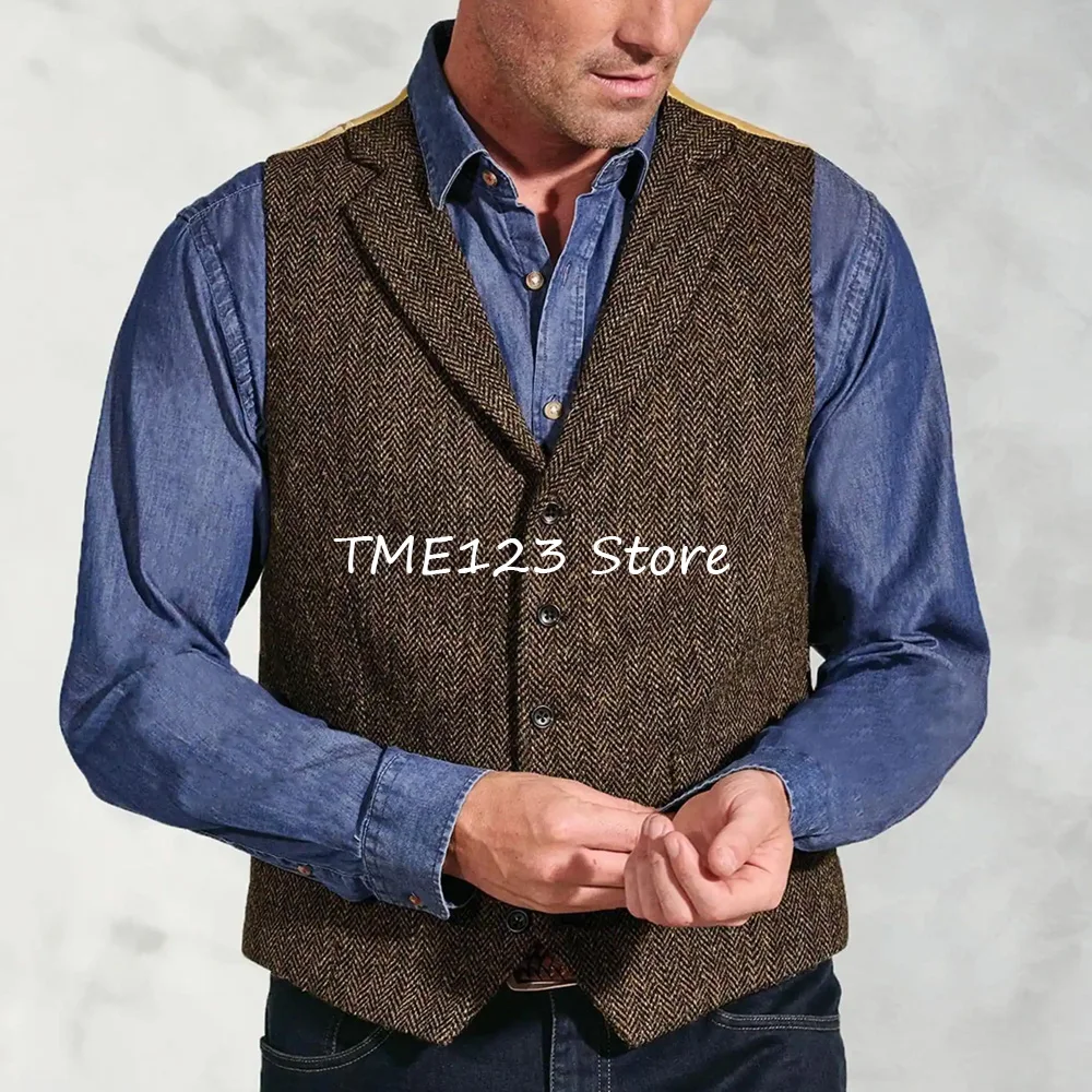 

Men's Vest Single-breasted Veston Straight Pockets Fashion Suit Waistcoat for Man Herringbone Fabric Casual Suits Gilet Working