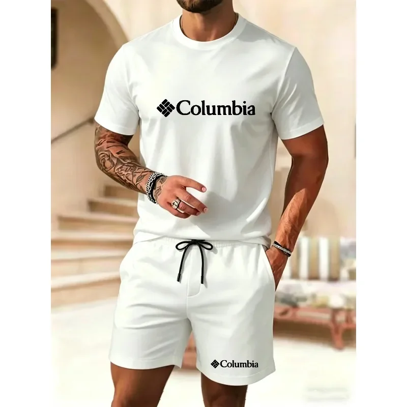 2026 Summer Men's New Outdoor Sports Set - Round-neck Short-Sleeved T-shirt + Jogging Shorts - Casual and Loose Two-Piece Set view 3