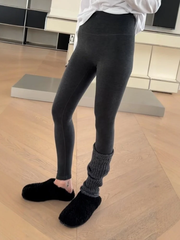 

Теплые женские брюки для йоги с высокой талией на флисовой подкладке, комфортные эластичные повседневные хлопковые штаны