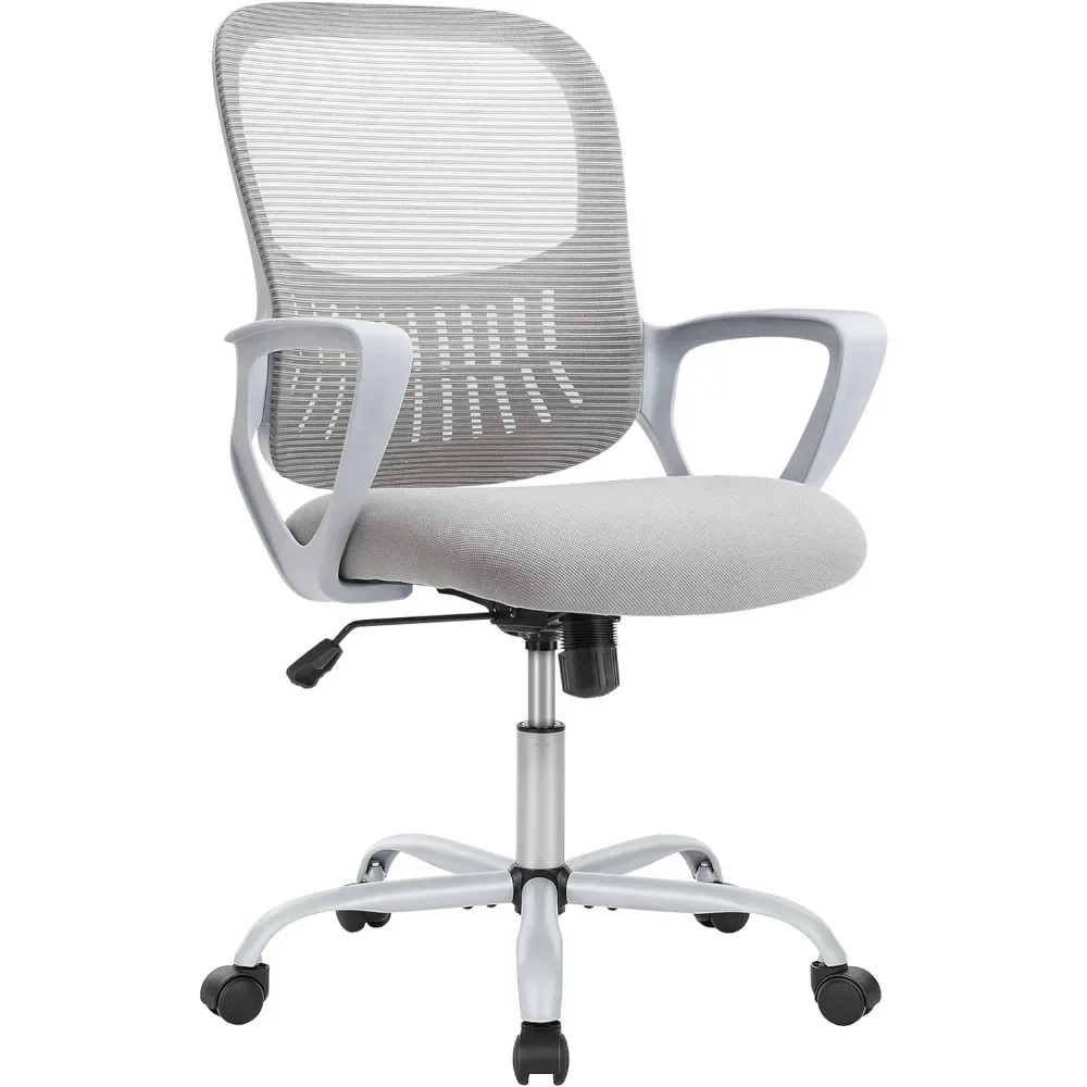 Office Computer Desk Ergonomic Mid-Back Mesh Rolling Work Swivel Task Chairs with Wheels, Comfortable Lumbar Support