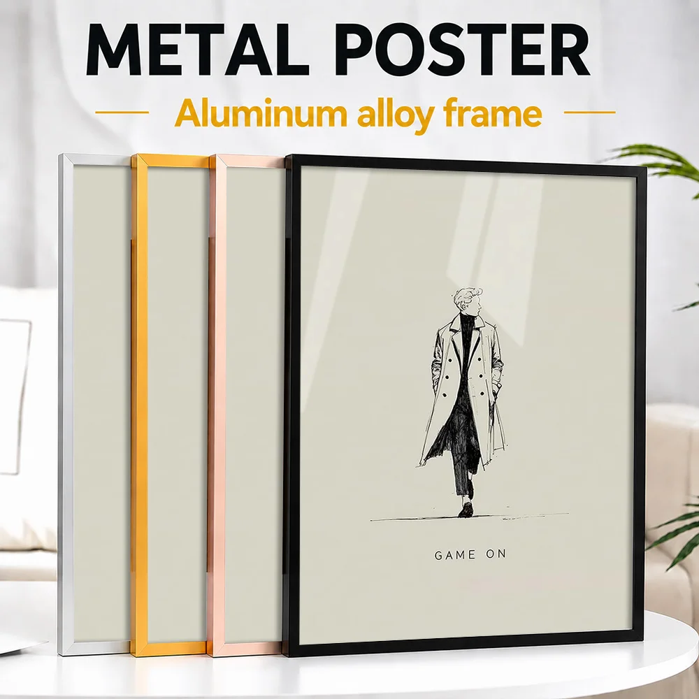 Minimalist Game On Metal Poster With Aluminum Alloy Frame Personalized Photo Cheerful Arcade Style Wall Art For Reading Nook