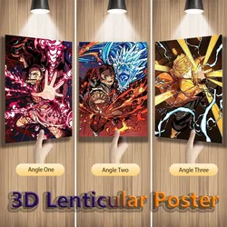 Nezuko Tanjirou Zenitsu Anime 3D Lenticular Posters for Accessories Room Decor Wall Art(Without Frame)