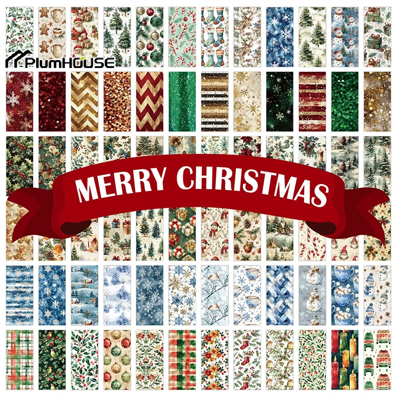 12 Sheets Christmas Scrapbook Paper Pad Glitter Confetti Snowflake Single-sided Craft Cardstock Gift Journal Decorative Paper