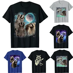 Funny 3 Racoon Moon Howling Raccoon Head Funny for Men Women Kid T-Shirt Casual Cotton Daily Four Seasons Tees Tshirt Streetwear