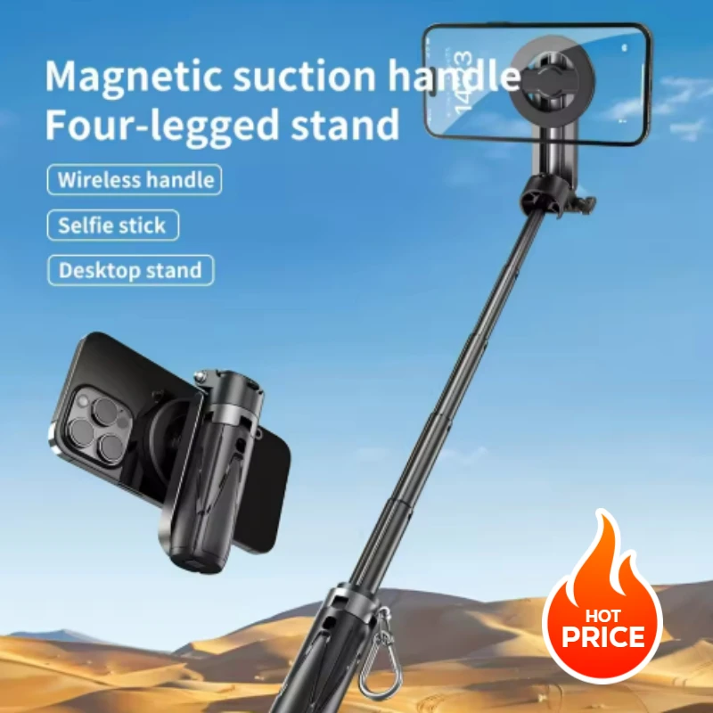 

Magnetic Selfie Stick Smartphone Magnetic Handle with Detachable Wireless Remote Control, Retractable Handheld Selfie Stick