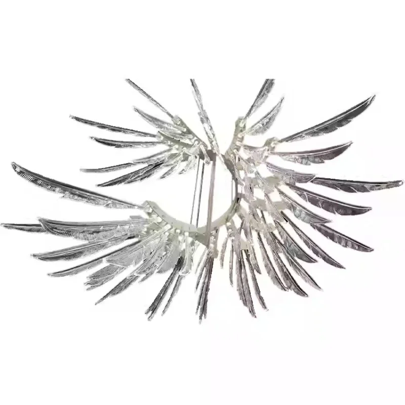 Living room crystal lamp, duplex building spiral staircase, angel feather lamp