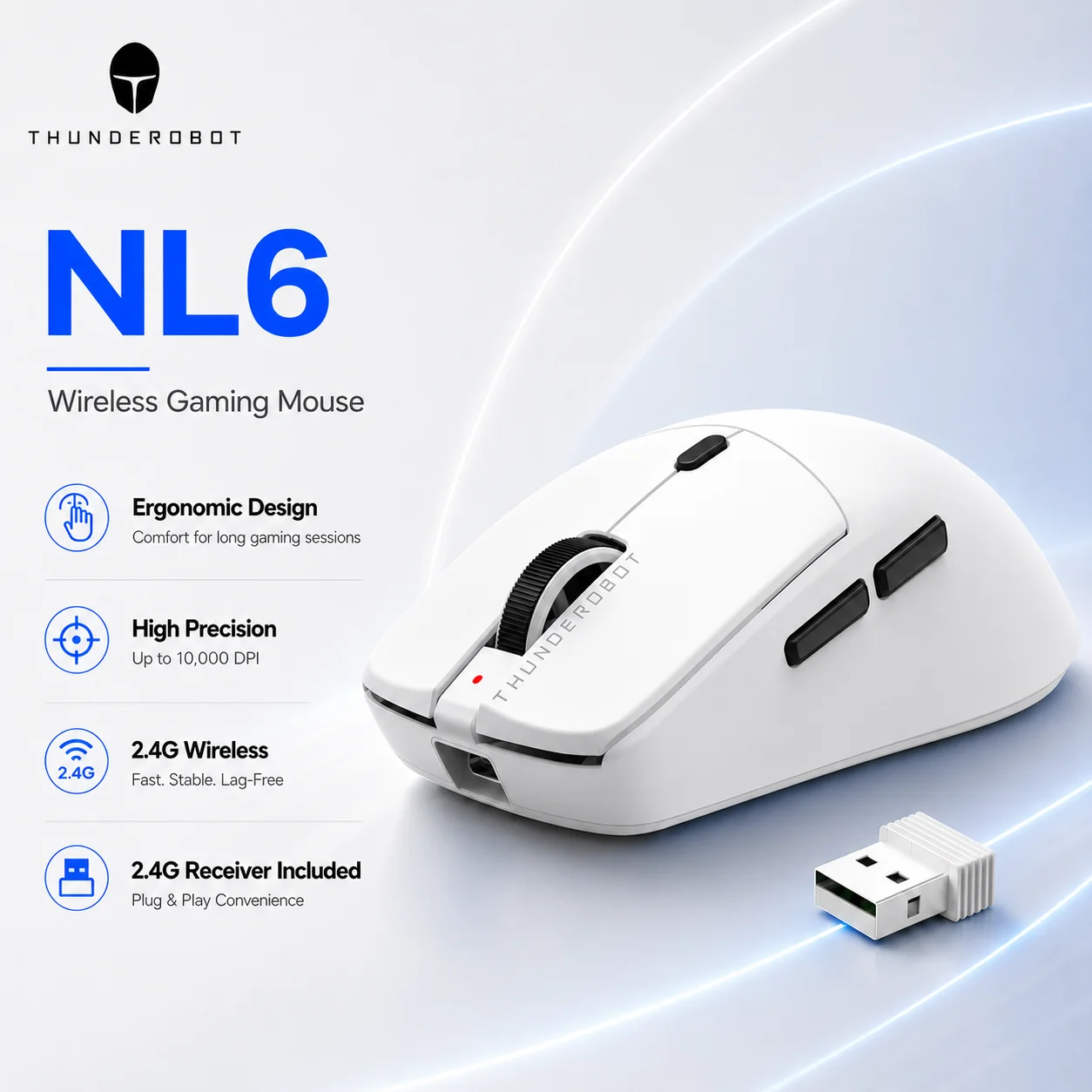 Thunderobot ML6 NL6 Wireless Gaming Mouse PAW3395 3311 3950 1K 8K Polling Rate for Laptop PC Gamer