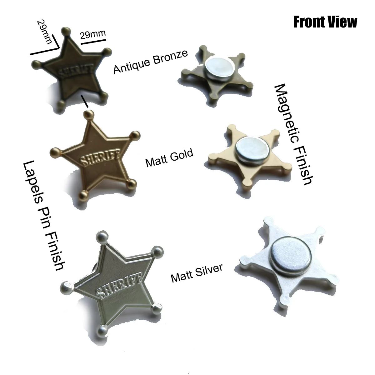 دبابيس شرطة خماسية للأطفال ، شارات دبوس طية صدر نجمة ، مجوهرات حفلة مجوفة ، إكسسوارات الموضة ، مقاسين ، 3 ألوان اختيارية