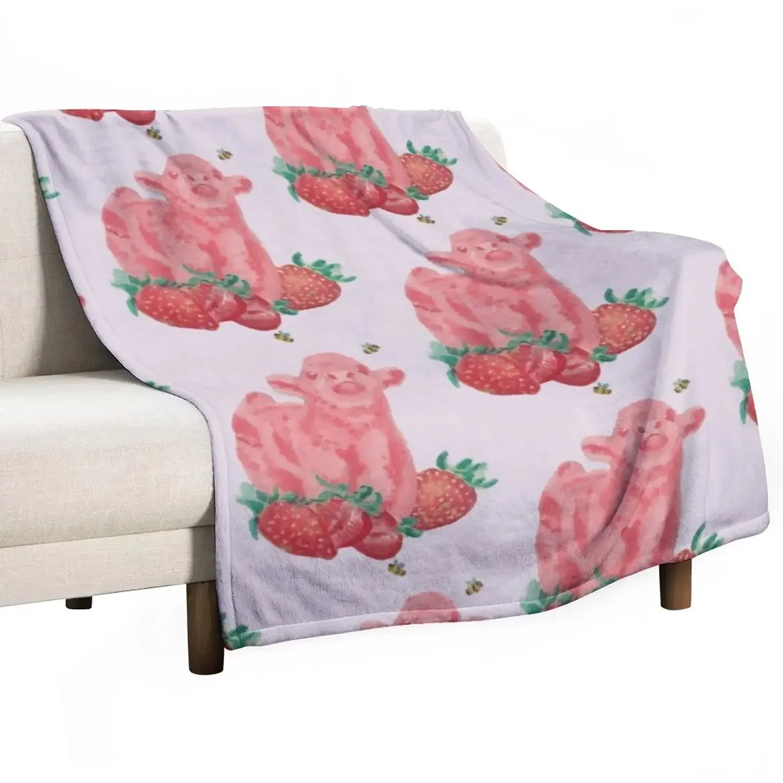 Everything Else Strawberry Cow Throw Blanket Bed Fashionable Thermal Loose Blankets