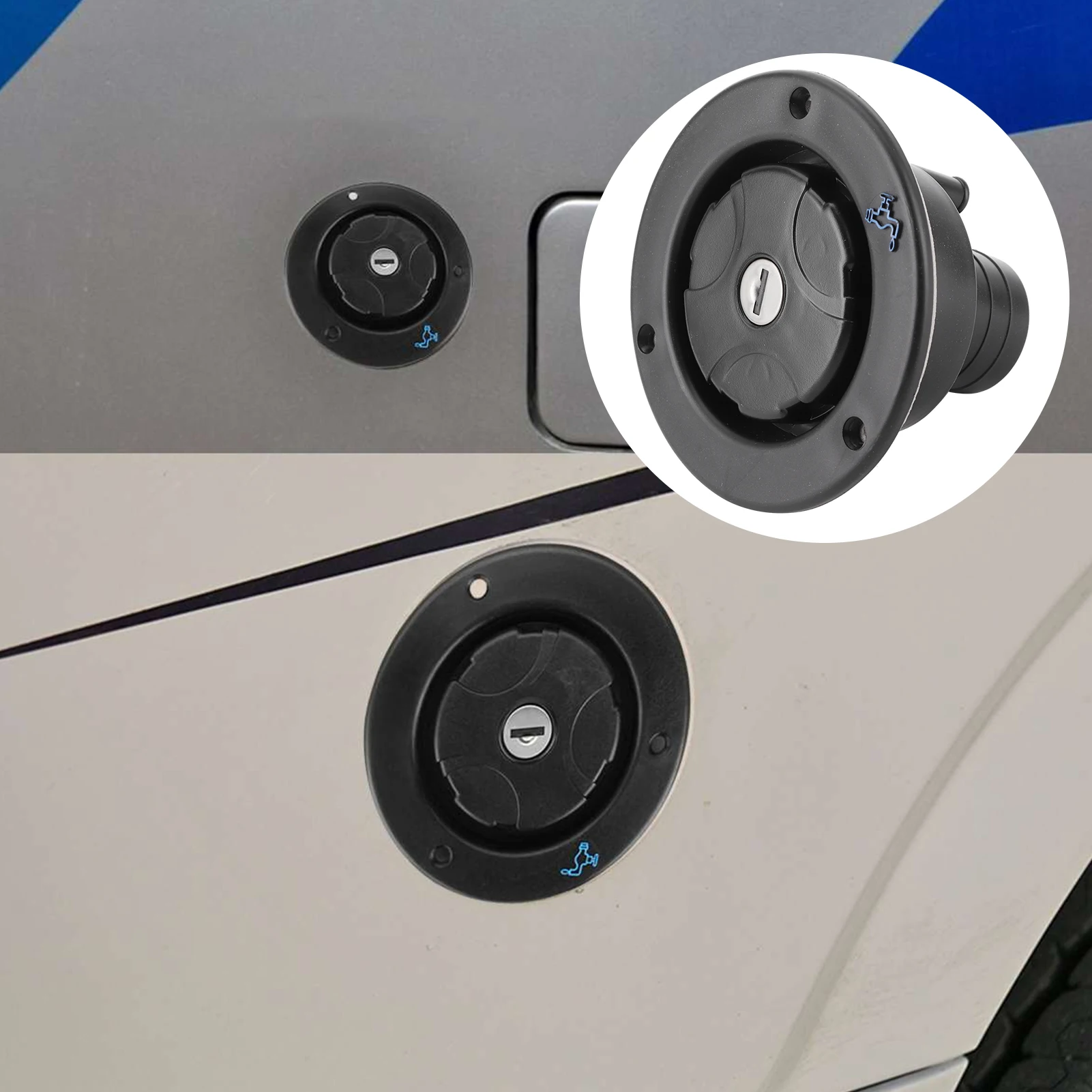 

RV Gravity Freshwater Inlet Lockable Leakproof Water Filler Cap with 2 Keys For Caravan Motorhome RVs Accessories