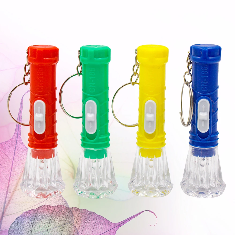 13pcs Mini Flashlight Torch Plastic Transparent Bright Color Keychain Flashlight For Birthday Gift