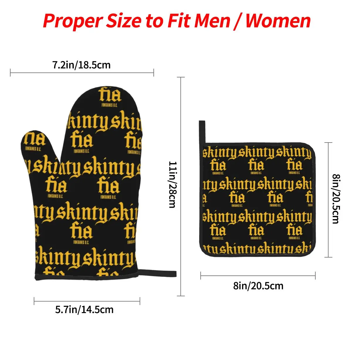 Fontaines DC Merch Skinty Fia Oven Mitts and Pot Holder Sets of 4 for Baking Kitchen Cooking Grilling Resistant Non-Slip Gloves