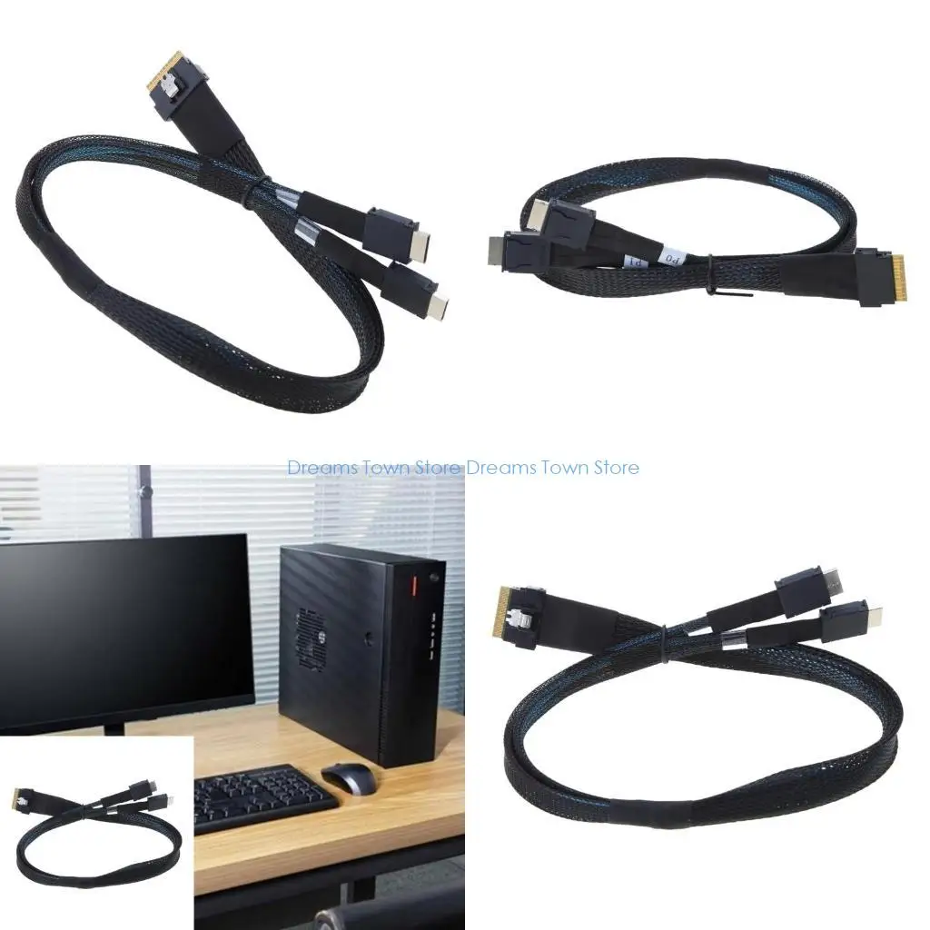 HX6A SlimSAS SFF-8654 8X to Oculink SFF-8611 4X 4ix2 Cable 16-24Gbps Efficient Transmission