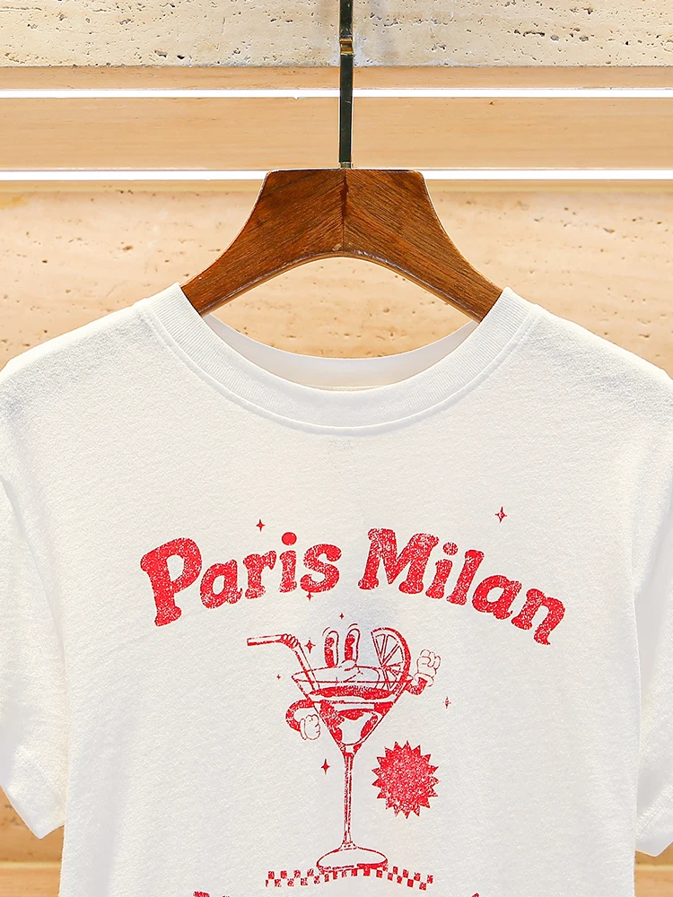 M Home Nan You الراقية الأوروبية Sle المرأة تي شيرت إلكتروني طباعة الربيع كلية Sle أعلى المرأة Faion لباس غير رسمي