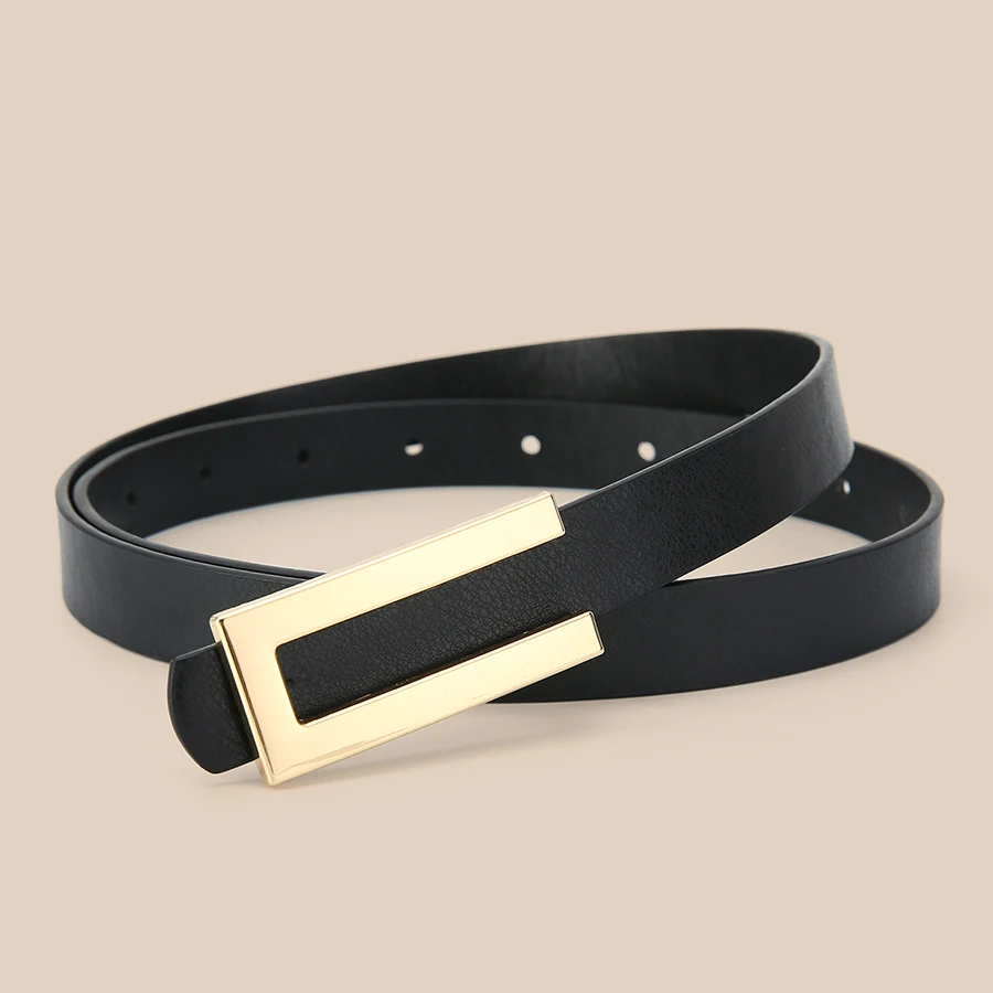 5pcs Belt Women Fashion PU Leather Thin Belts with Alloy Buckles in Solid Color Simple Pin Buckle Thin Belt For Jeans Dresses​
