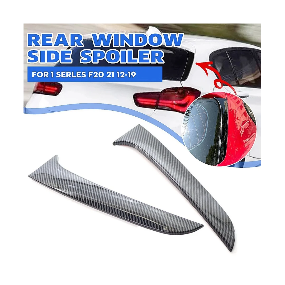 Rear Window Side Wing Trim Water Transfer Print Spoiler Car for 1 Series F20 2012-2019