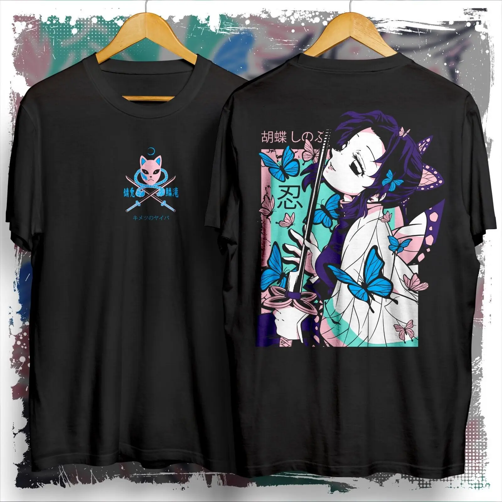 Shinobu insect hashira graphic tee Demon Slayer shirt Front and back anime shirt