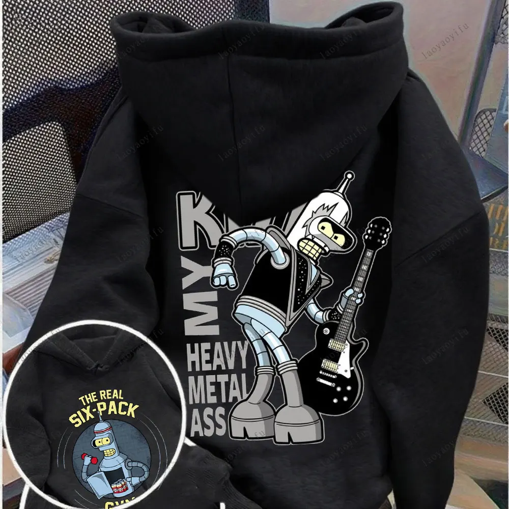 Futurama Hoodie Funny Robots Men Hoodie Cartoon Pullover Casual Winter Style Long Sleeve Pullover Street Fashion Streetwear