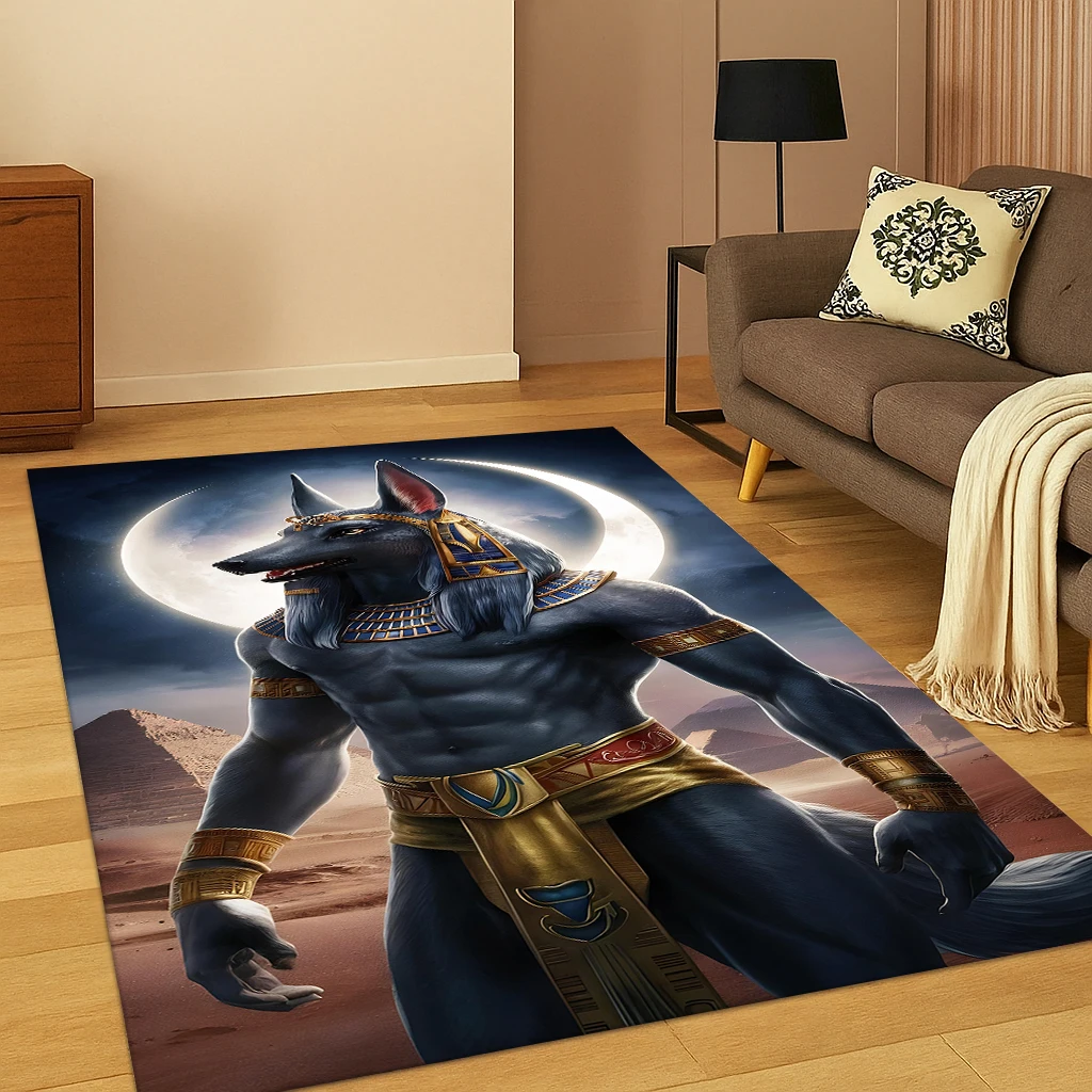 Ancient Egyptian Anubis mythology Pharaoh Carpet Rug for Home Bedroom Living Room Sofa Doormat Decor,Area Rug Game Non-slip Mat
