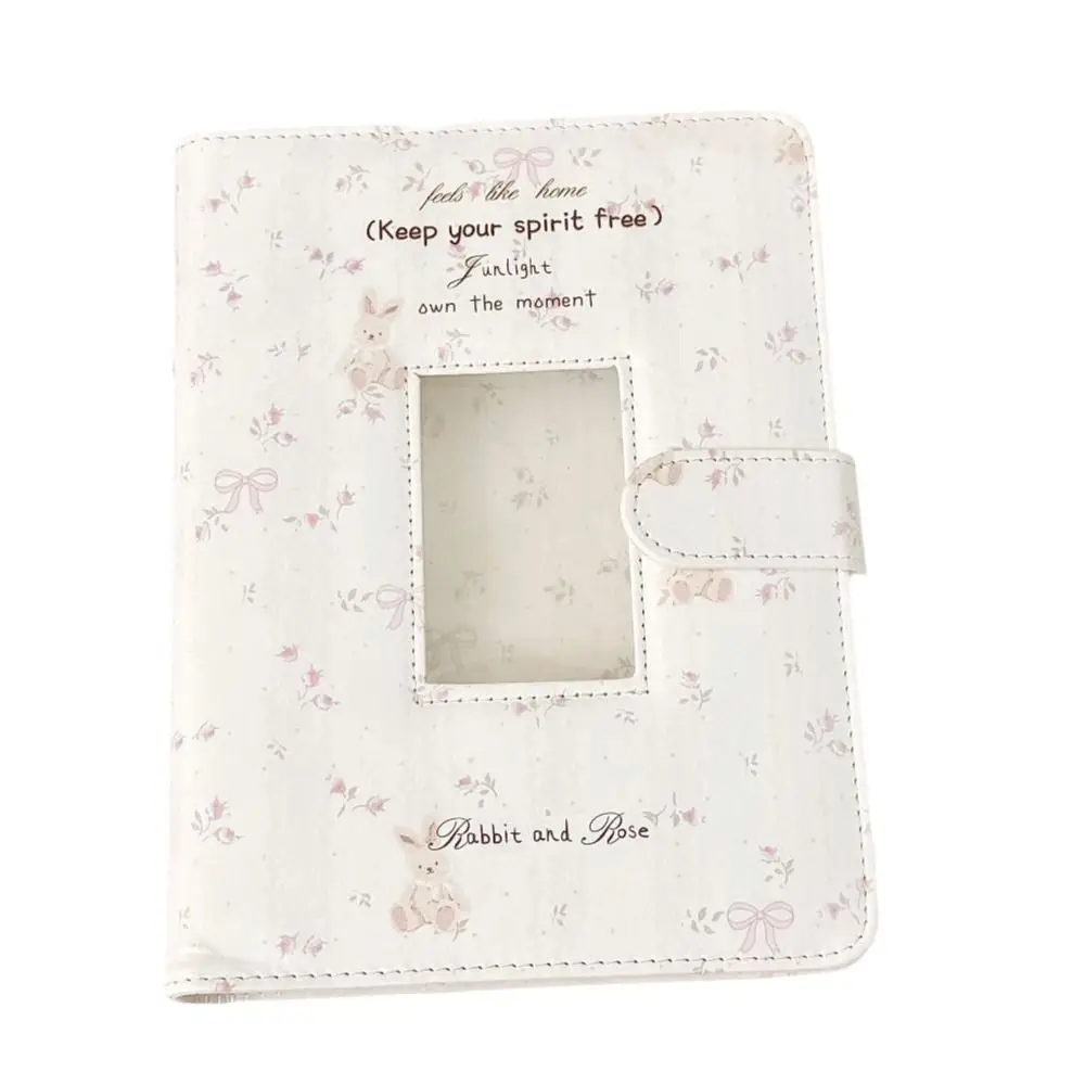 1pc PU Photo Card Binder A5 Pink Floral Patterns Photo Album Loose-leaf 3-inch Photocard Holder for Polarized & Idol Cards