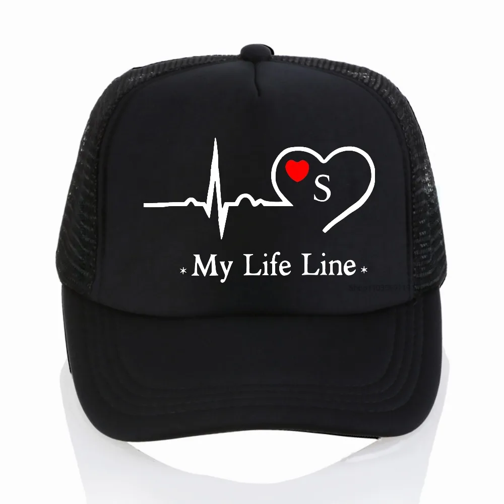 

My Life Line Heartbeat Print Breathable baseball cap fashion summer Perfect for Casual Graphic sun hat unisex mesh trucker hats