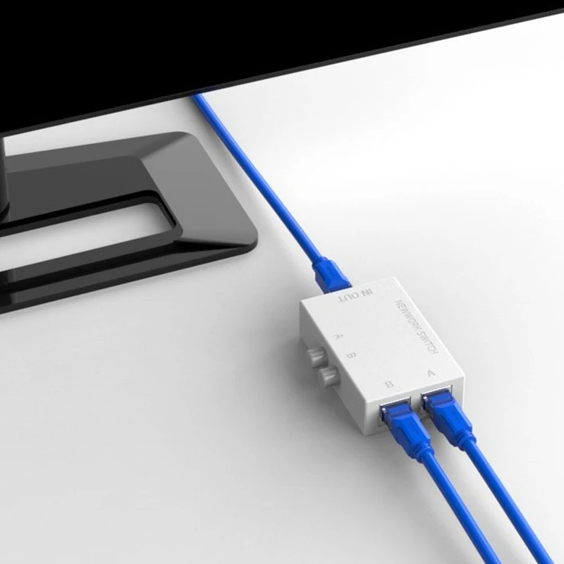 Hochwertiger Kunststoff rj45 Netzwerk-Switch 2 Port LAN Ethernet Netzwerk Box Switcher rj45 Splitter Handbuch Sharing Switch Adapter