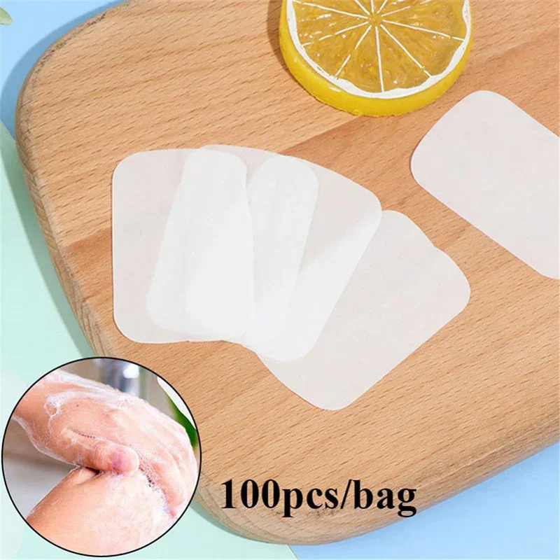 20/50/60/80/100 Stück/Set Tragbare Bade-Handwasch-Scheibenblätter für Outdoor-Reisen Duftende Schaumseifenpapiertücher Bade-Reinigungsseifentabletten – Detail 3