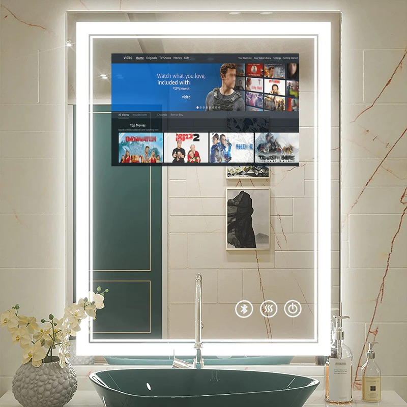 

Factory Wholesale Hotel Luxury Bathroom Ip65 Waterproof Smart Mirror With Tv Modern Bathroom Led Smart Wall Tv Mirror