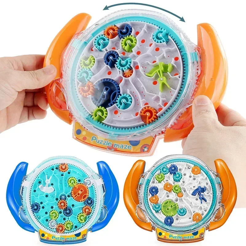 Creative 3D Puzzle Handheld Rolling Ball Gear Maze Game Gear Labyrinth Disk Gear Balance Ball IQ Puzzle Kids Educational Toys