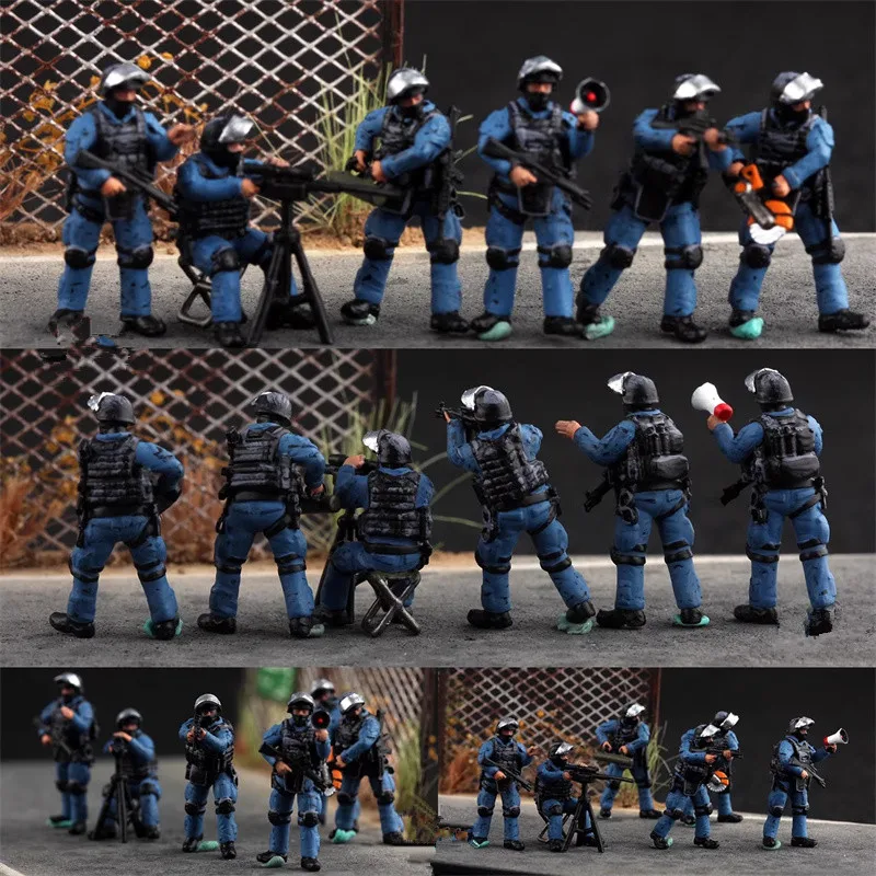 Model 1:72 Druk 3D 6 szt. SWAT Siły Specjalne Mocny Oddział Wybijający Figurki Żołnierzy Akcji DIY Akcesoria do Scen