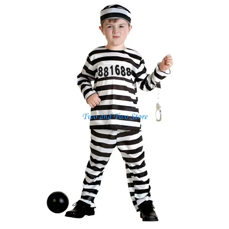 HX6F Professional Childrens Inmate Uniform School Play Prisoner Costume For Theater