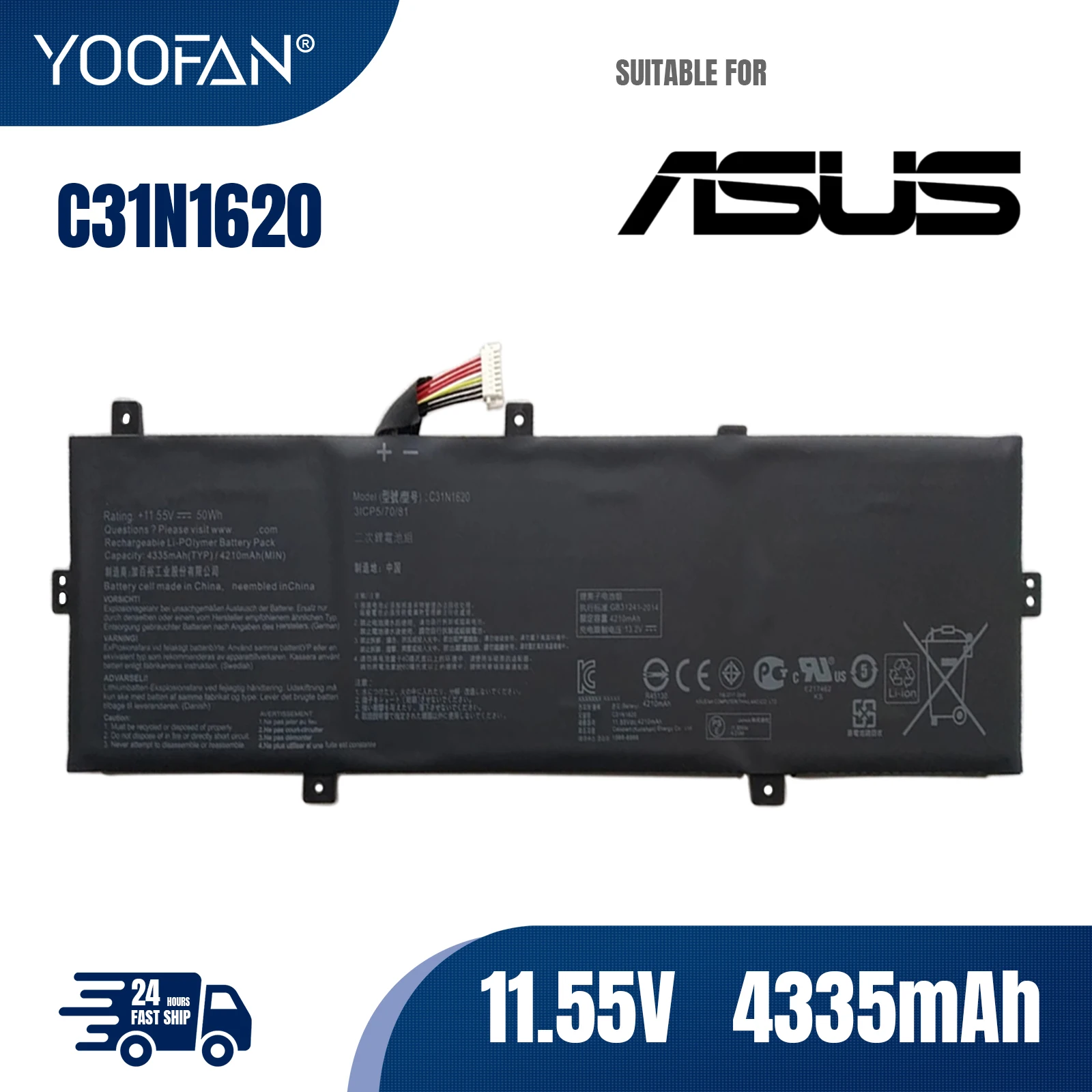 

YOOFAN C31N1620 Laptop Battery for ASUS ZenBook UX430 UX430UA UX430UN UX430UQ UX430UQ-GV015T PRO PU404 PU404UF 11.55V 50WH