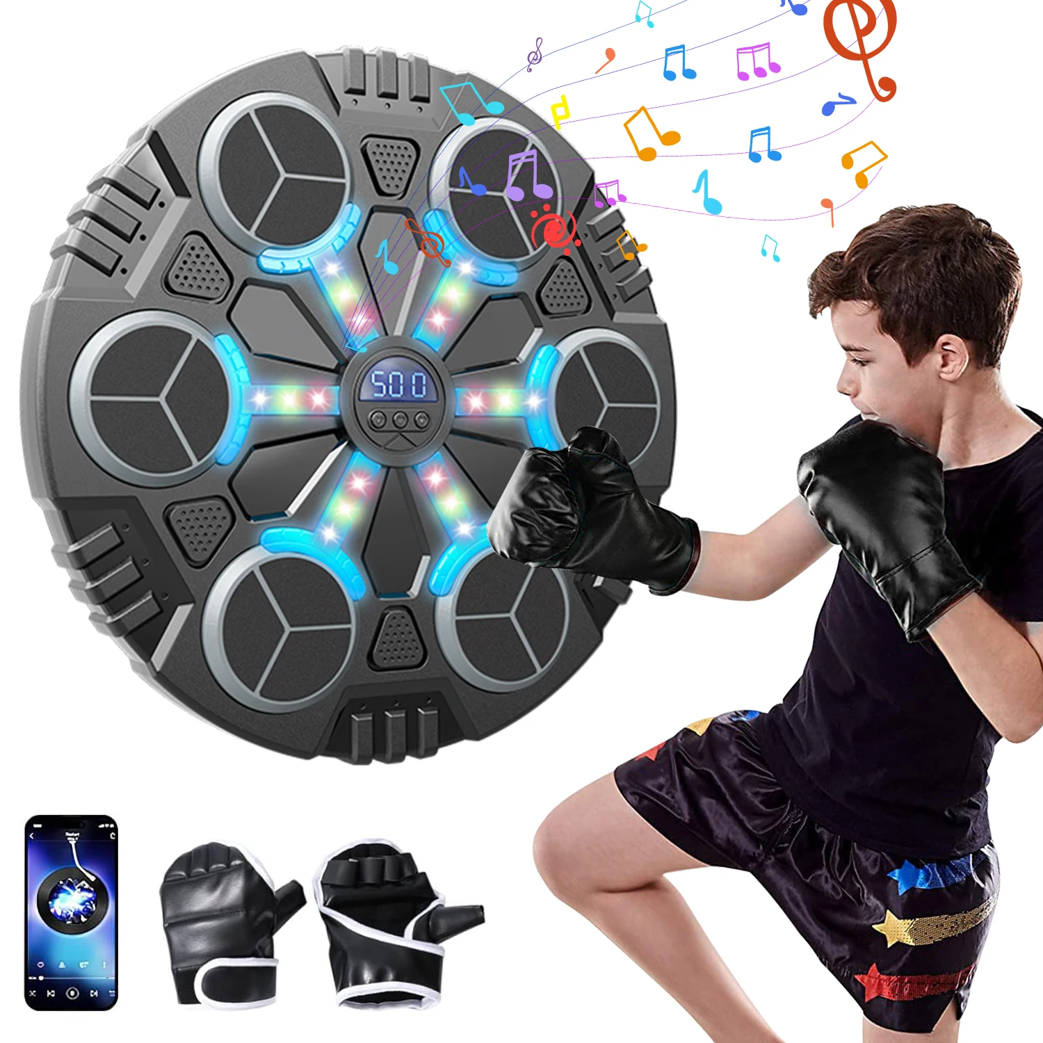 Counting Mode Boxing Machine Smart Bluetooth-compatible Musical Boxing Machine With Boxing Gloves Wall-Mounted Boxing Machine