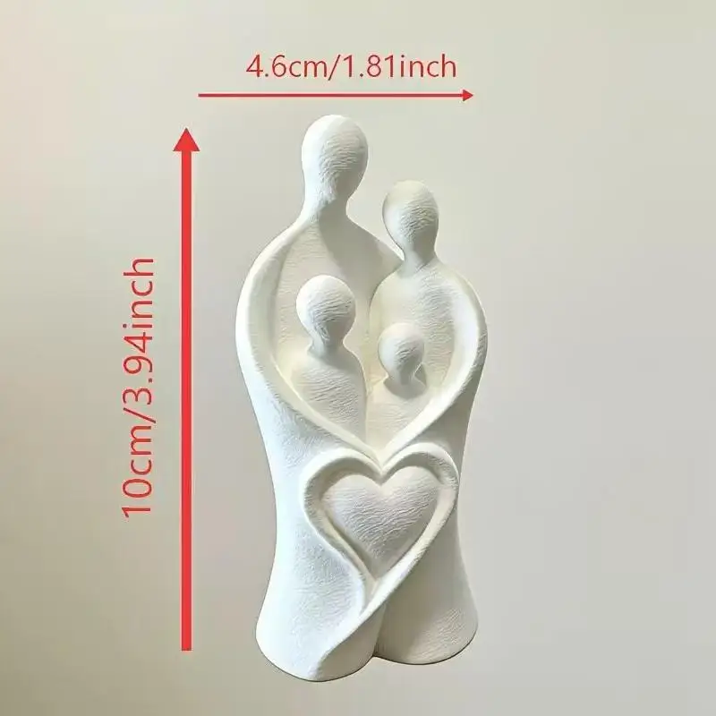 [MOA]3D Printing White Family Figurine With Heart Embrace Design For Home Table Shelf Decor Holiday Anniversary Gift[MOA]