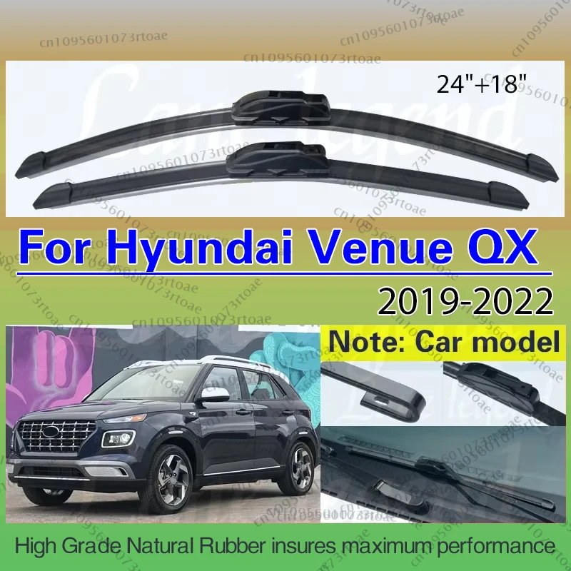 

For Hyundai Venue QX 2019 2020 2021 2022 Car Front Wiper Blades Windscreen Windshield Windows Car Accessories Brushes 24"+18"