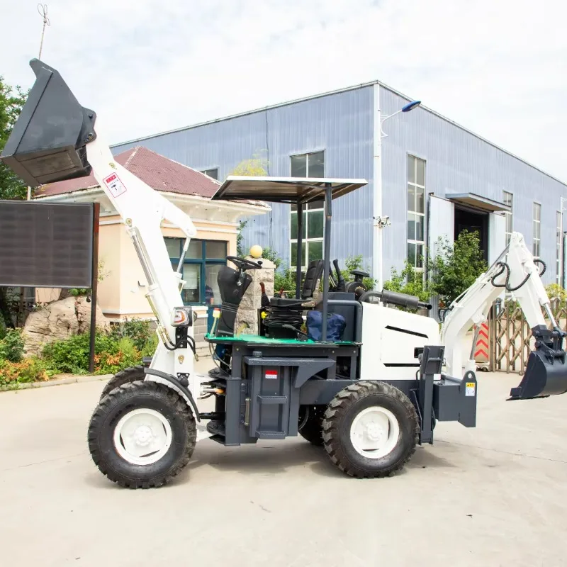 Chinas neuer Traktor, ausgestattet mit einem Bagger- und Frontlader 4x4 4WD Mini