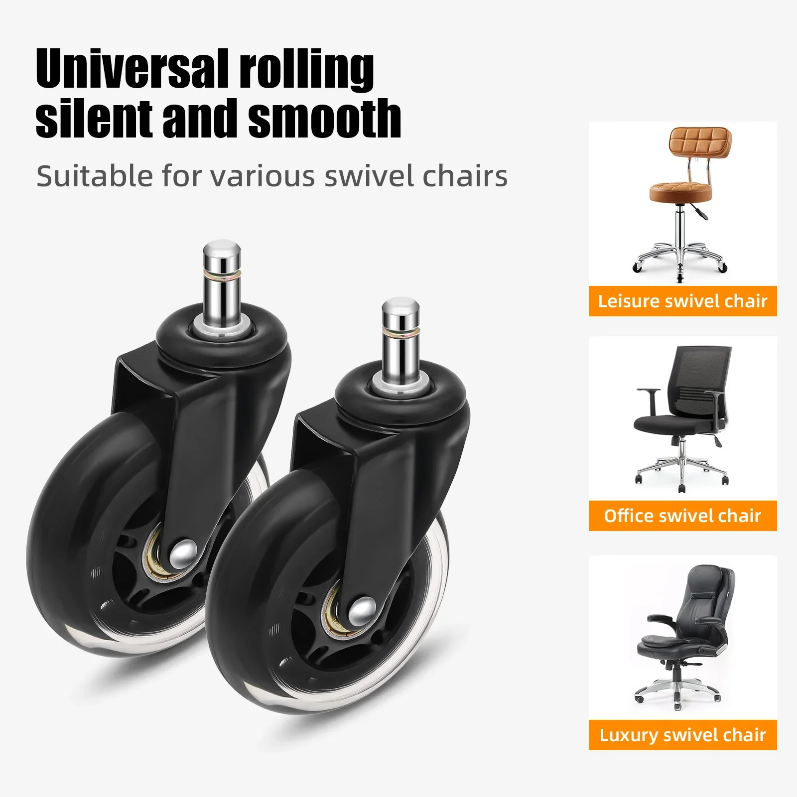 

5PCS office chair wheel replacement 3 Inch Swivel Rubber Caster Furniture Hardware Rubber Soft Safe Rollers Universal Mute Wheel