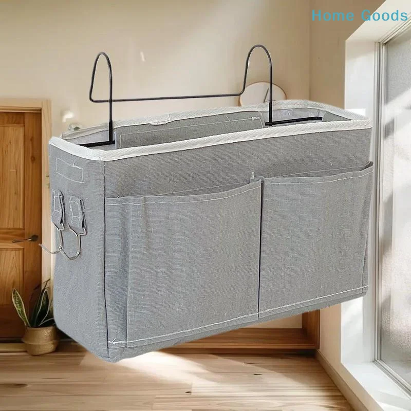 1PC New Storage Basket Hanging Storage Rack Bed Remote Control Bookshelf Dormitory Storage Bag Stand With Hook Bedside Pocket