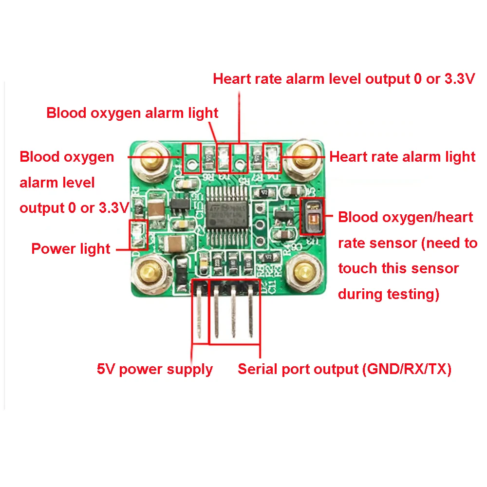MAX30102 심박수 펄스 혈액 산소 농도 측정 센서 모듈 컴퓨터에서 직접 판독