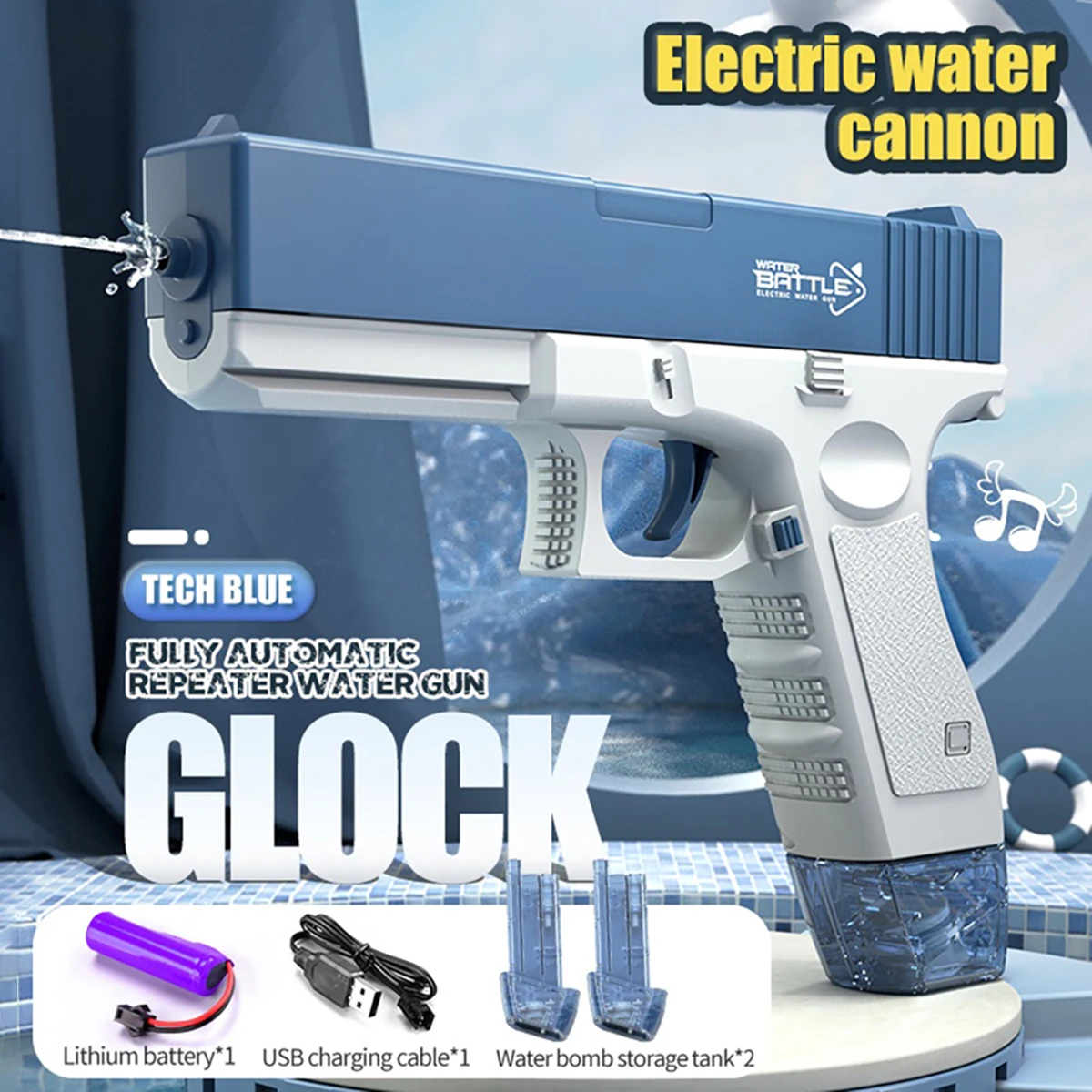 Elektrisch waterpistool Oplaadbaar automatisch en handmatig spuitpistool Capaciteitsbereik tot 32 FT bereik voor volwassenen en kinderen